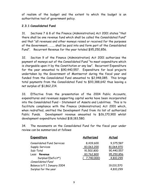 Auditor General's Report on the Public Accounts of Montserrat 2004