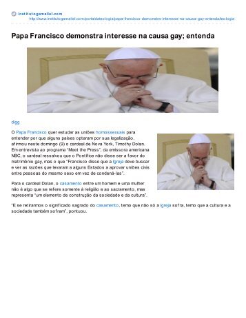 Papa Francisco demonstra interesse na causa gay; entenda