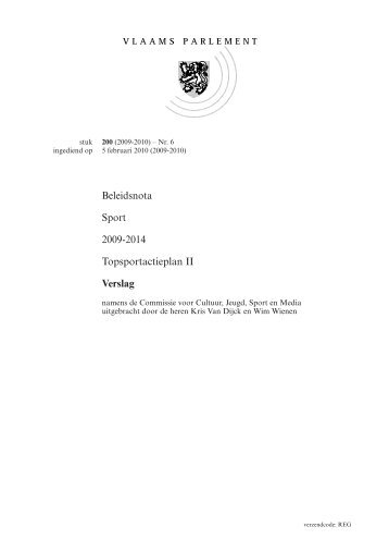 verslag hoorzitting Beleidsnota Sport (PDF) - Cultuur, Jeugd, Sport ...