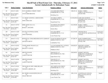 Sheriff Sale of Real Estate List - Thursday ... - Dauphin County