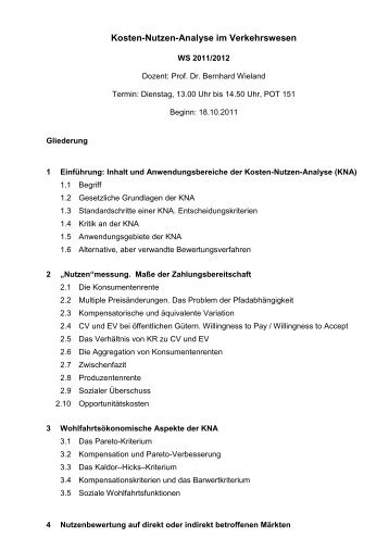 Kosten-Nutzen-Analyse im Verkehrswesen