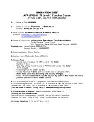 INFORMATION SHEET AITA LEVEL-III (ITF Level-I) Coaches Course