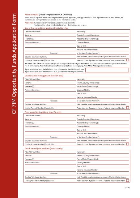 CF 7IM Opportunity Funds - Seven Investment Management