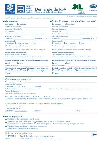 Télécharger l'imprimé de demande de RSA