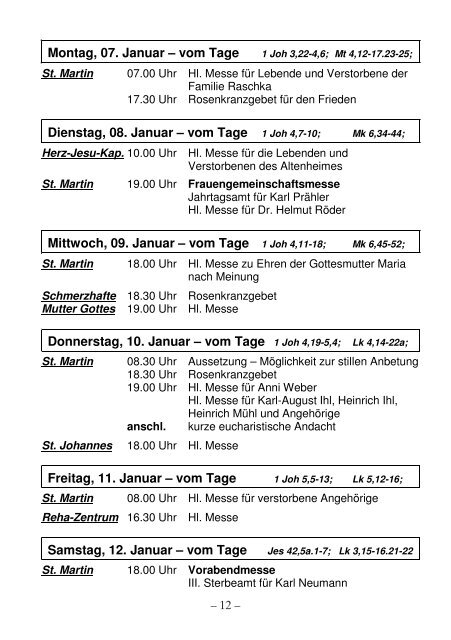 Weihnachtspfarrbrief 2012 - Pfarrgemeinde St. Martin, Bad Orb