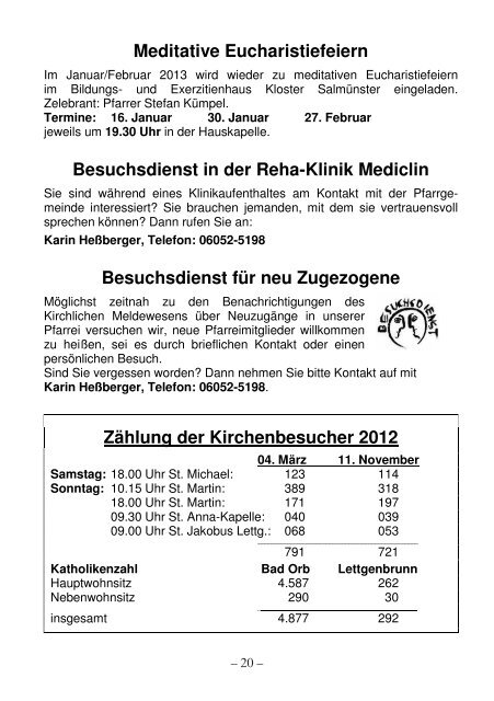 Weihnachtspfarrbrief 2012 - Pfarrgemeinde St. Martin, Bad Orb