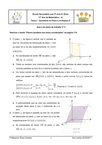 Planos paralelos aos eixos coordenados