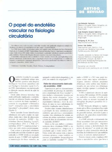 o papel do endotélio vascular na fisiologia . circulatória