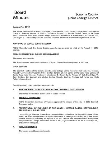 Board Minutes - Santa Rosa Junior College