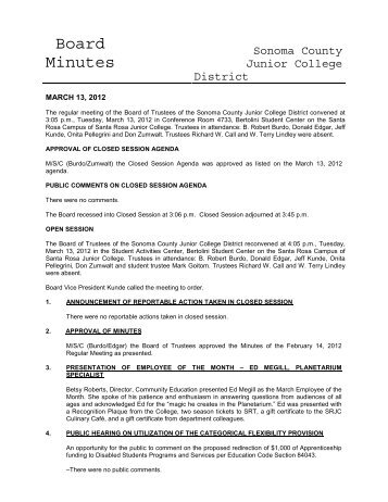 Board Minutes - Santa Rosa Junior College