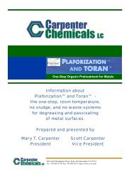 Compare Plaforization and Toran - Carpenter Chemicals