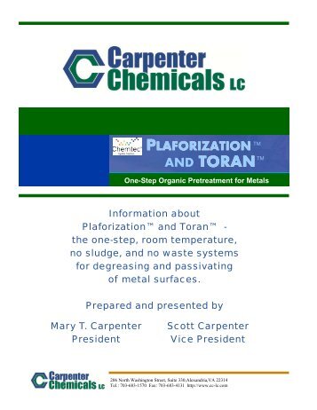 Compare Plaforization and Toran - Carpenter Chemicals