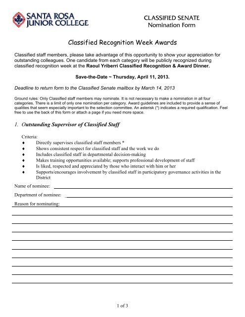12 13 Staff Recognition Nomination Form 12 13 Staff Recognition Nomination Form