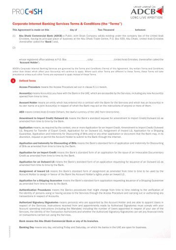 Corporate Internet Banking Services Terms & Conditions ... - ADCB