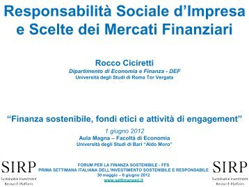 Slide intervento Rocco Ciciretti - Settimana SRI