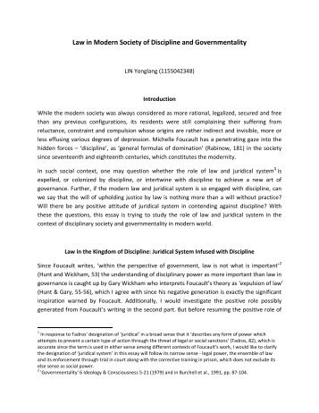 Law in Modern Society of Discipline and Governmentality