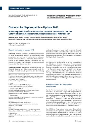 Diabetische Nephropathie – Update 2012 - Was ist Nephrologie?