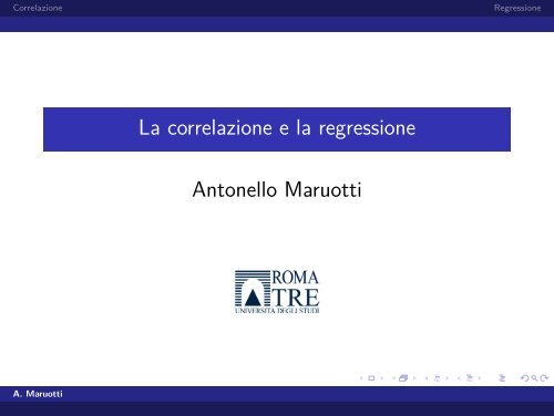 La correlazione e la regressione - Scienze Politiche