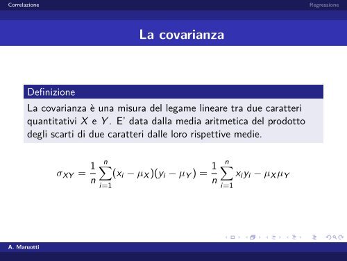 La correlazione e la regressione - Scienze Politiche