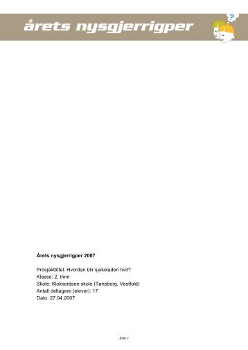 Last ned prosjektrapport (pdf) - Nysgjerrigpermetoden.no