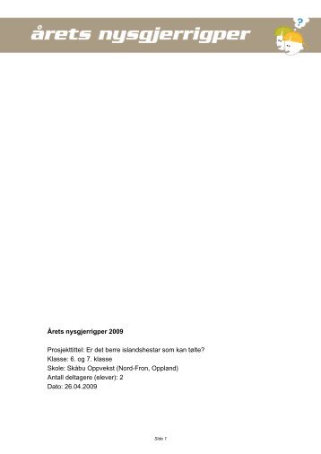 Last ned prosjektrapport (pdf) - Nysgjerrigpermetoden.no