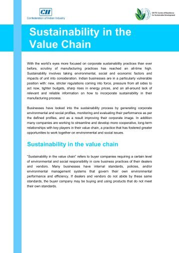 Sustainability in the Value Chain - CII - ITC Centre of Excellence for ...