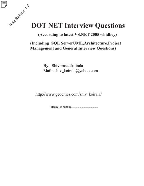 DOT NET Interview Questions - DotNetSpider