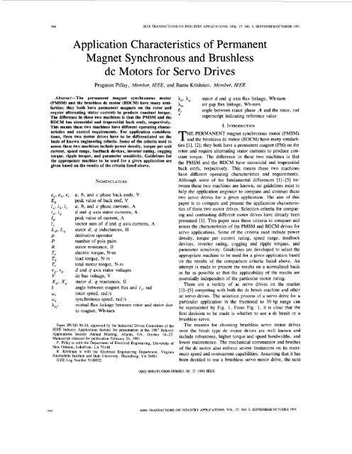 Application characteristics of permanent magnet ... - Colgate