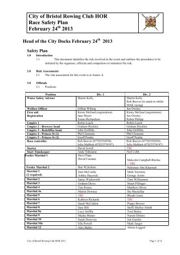 Safety Plan - City Of Bristol Rowing Club