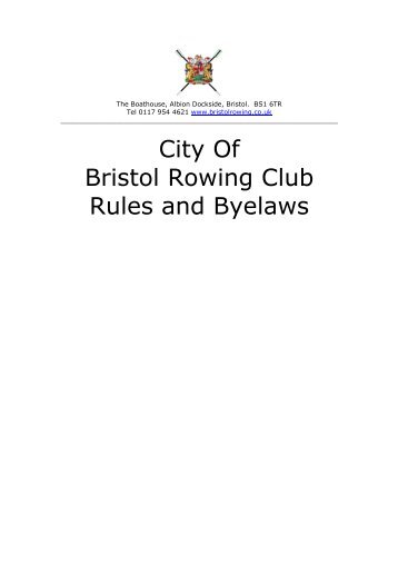 CBRC Byelaws - City Of Bristol Rowing Club