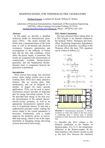 Modified Model for Thermoelectric Generators - ECT2008