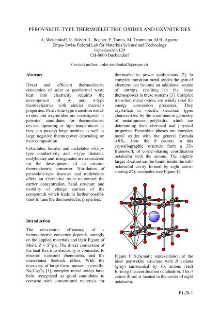 Perovskite-type thermoelectric oxides and oxynitrides - ECT2008