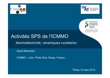 Activités SPS de l'ICMMO