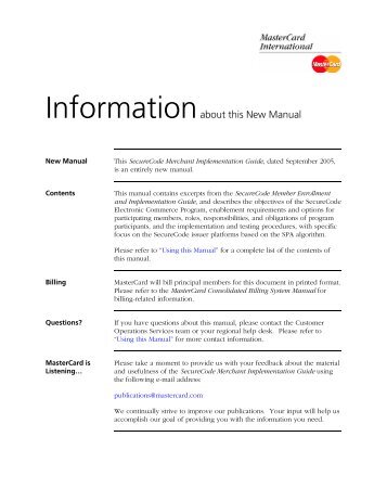 Download the Merchant SecureCode Implementation ... - MasterCard