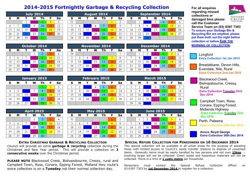 Kerbside Collection Calendar - Northern Midlands Council