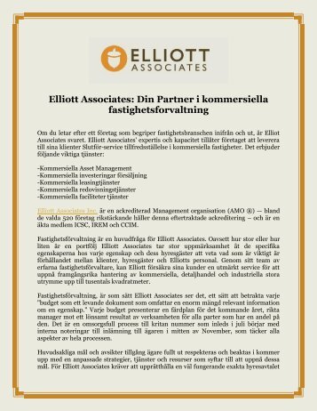 Elliott Associates: Din Partner i kommersiella fastighetsforvaltning