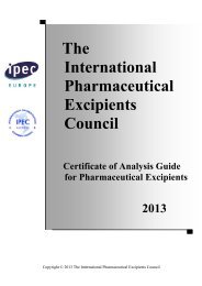 The International Pharmaceutical Excipients Council - IPEC Europe