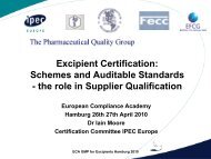 Excipient Supplier Qualification - IPEC Europe
