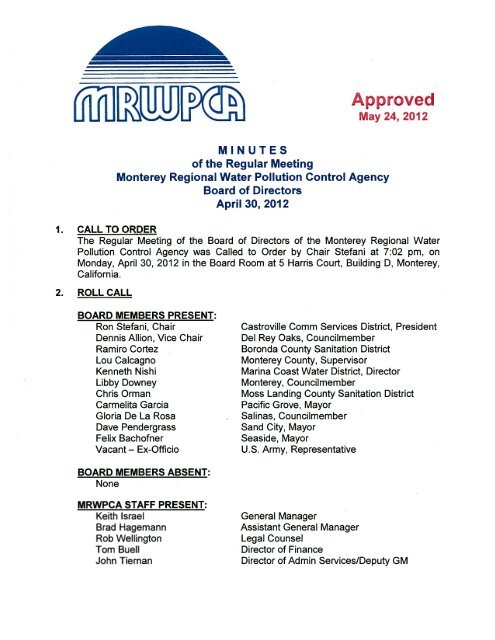 Approved - Monterey Regional Water Pollution Control Agency