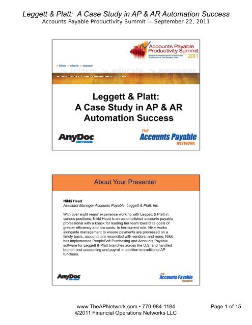 Leggett & Platt: A Case Study in AP & AR Automation Success