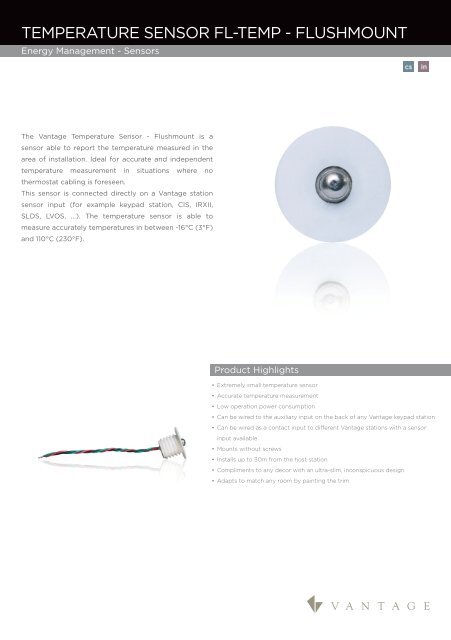 TEMPERATURE SENSOR FL-TEMP - FLUSHMOUNT - Vantage