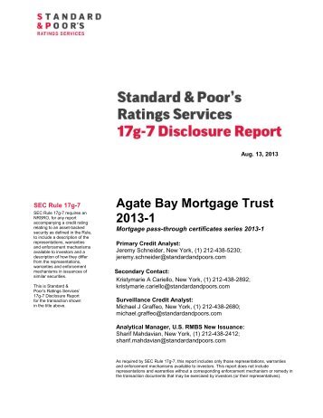 Agate Bay Mortgage Trust 2013-1 - Standard and Poor's 17g-7
