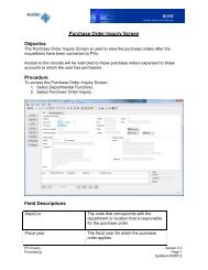 Purchase Order Inquiry Screen Objective Procedure Field Descriptions