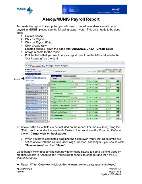 Aesop/MUNIS Payroll Report