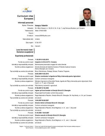 Curriculum vitae Europass - Prefectura JudeÅ£ului Covasna