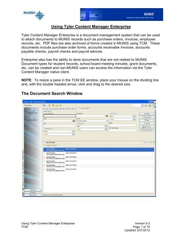 Using Tyler Content Manager Enterprise The Document Search ...
