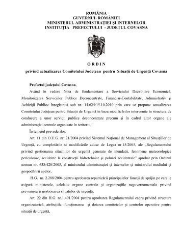 1. Ordin componenta CJSU - Prefectura JudeÅ£ului Covasna