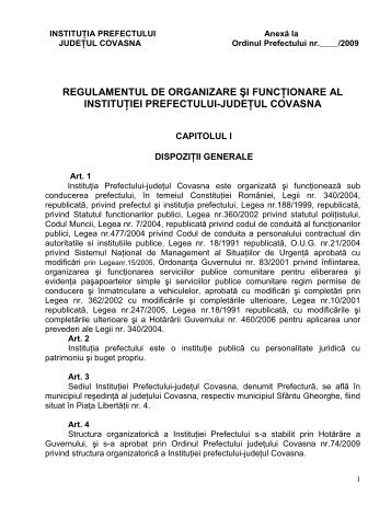 regulamentul de organizare si functionare al institutiei prefectului ...