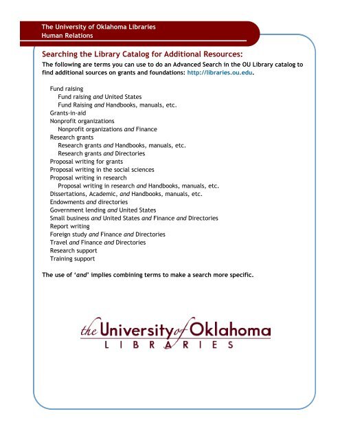 Grants & Foundations Resources - University of Oklahoma Libraries