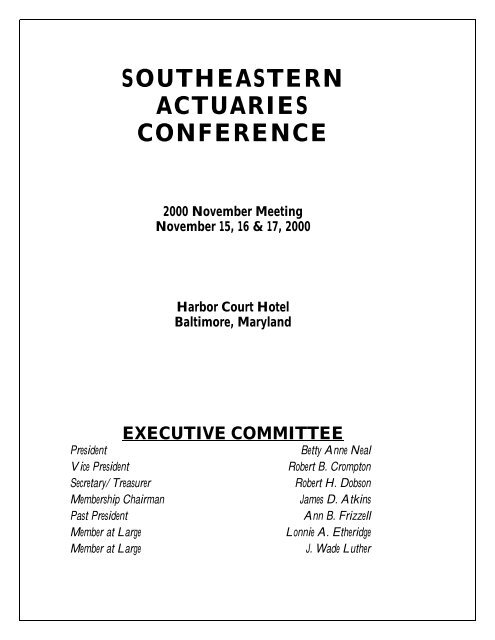 SOUTHEASTERN ACTUARIES CONFERENCE - Actuary.com